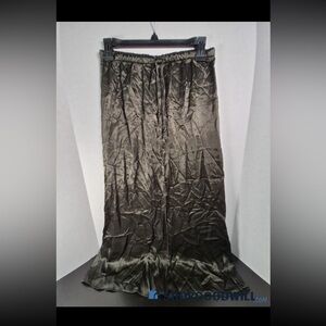 Zara Satin Drawstring Skirt in Olive Green